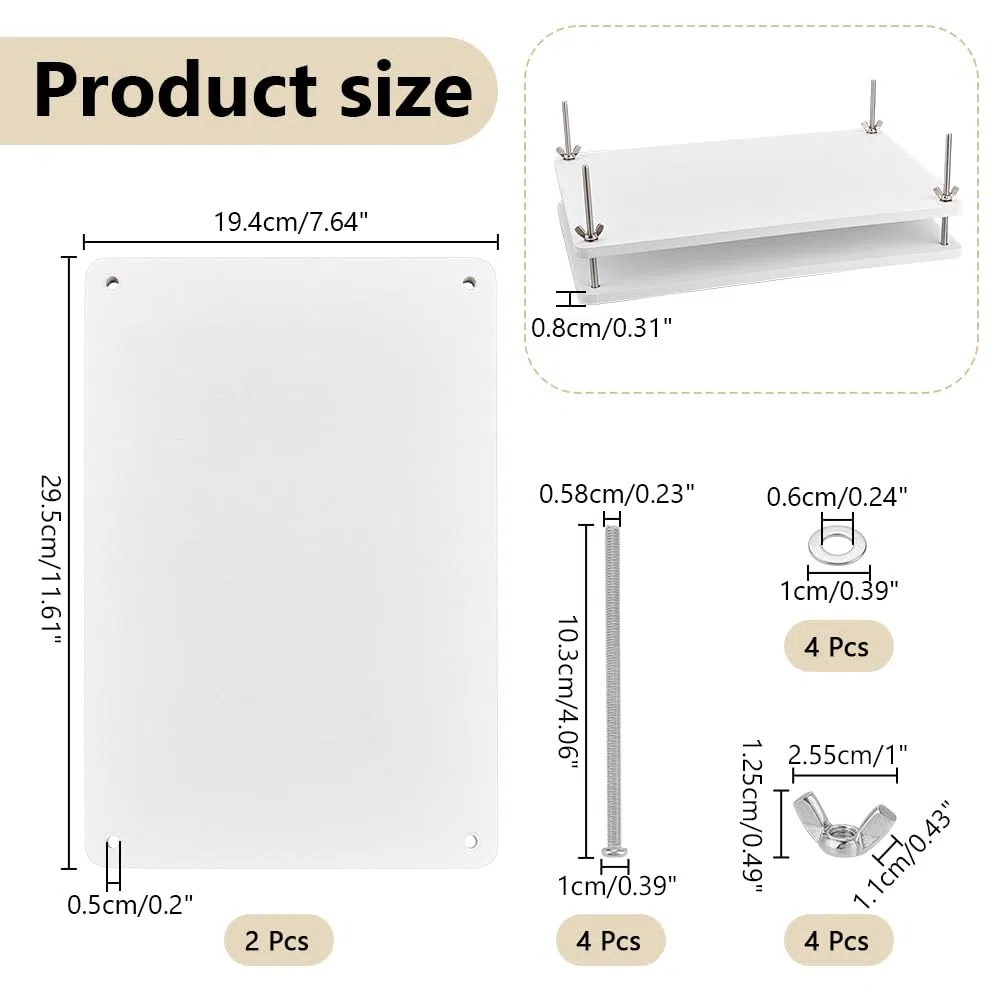 UNICRAFTALE 1 Set Rettangolo Bianco Bambù Portatile Pressa per Libri Strumento di Rilegatura Pressa per Libri In Legno Pressa per Carta Da Rilegatura per Forniture Macchina per Carta Piatta per DIY