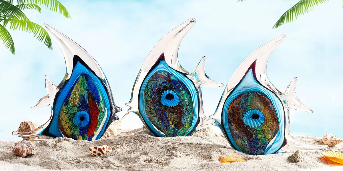 EUSTUMA Ornamento di figura di balena di vetro soffiato a mano,Ornamento animale di mare per acquario di pesci,Collezione di animali di mare per regalo di compleanno,Fermacarte in vetro