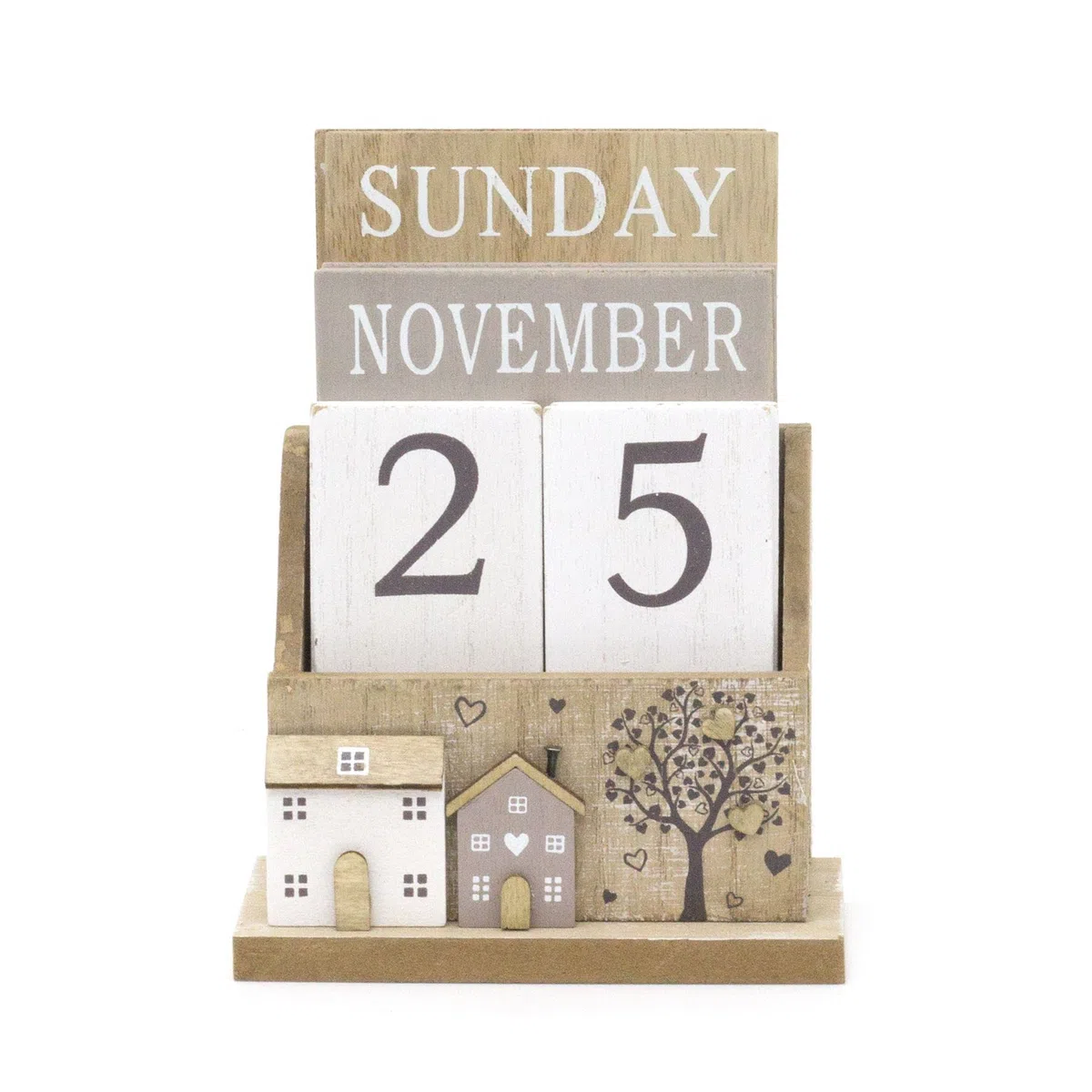 Calendario Perpetuo in Stile Shabby Chic in Legno | Calendario da Scrivania a Sfogliare | Calendario da Scrivania Calendario per la Casa
