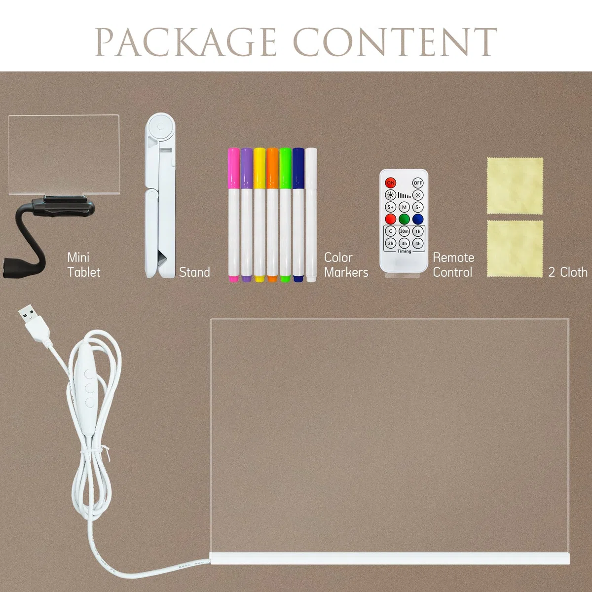 Lavagna cancellabile a secco Laysinly Light up, 30 x 20 CM 7 colori cambia Lavagna per appunti a LED luminosa, pennarello a 8 colori, alimentazione USB, telecomando (L)