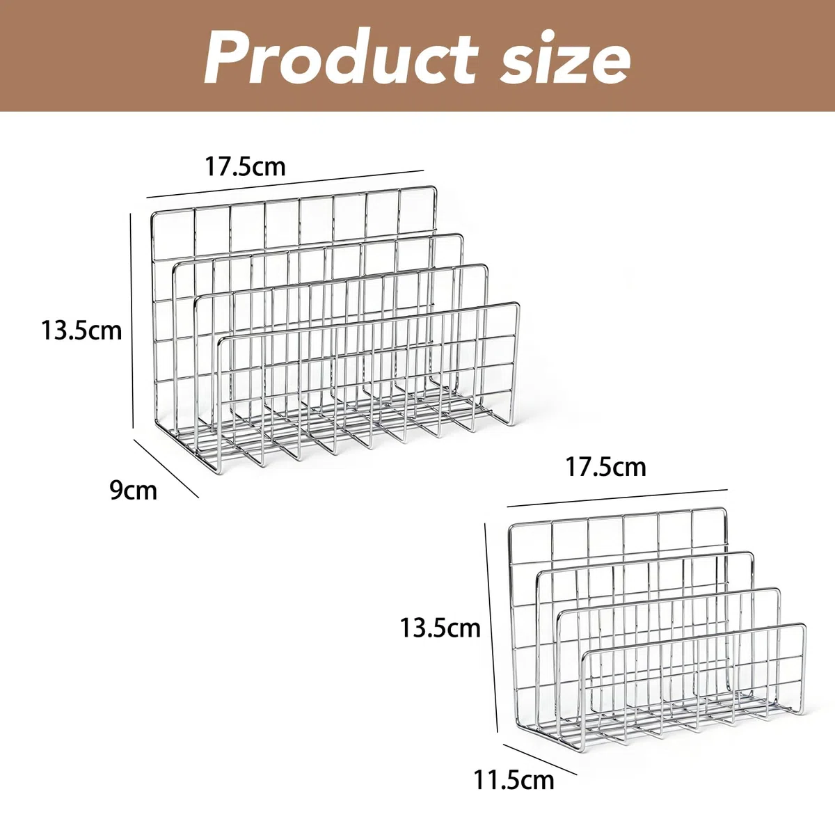 2 Pezzi Portadocumenti in Ferro Magazine Storage Rack Rack di Riempimento Verticale di File in Ferro 3 Griglia Supporto per Documenti Portariviste Sorter Mail Organizer per Posta,Libri,Brochur