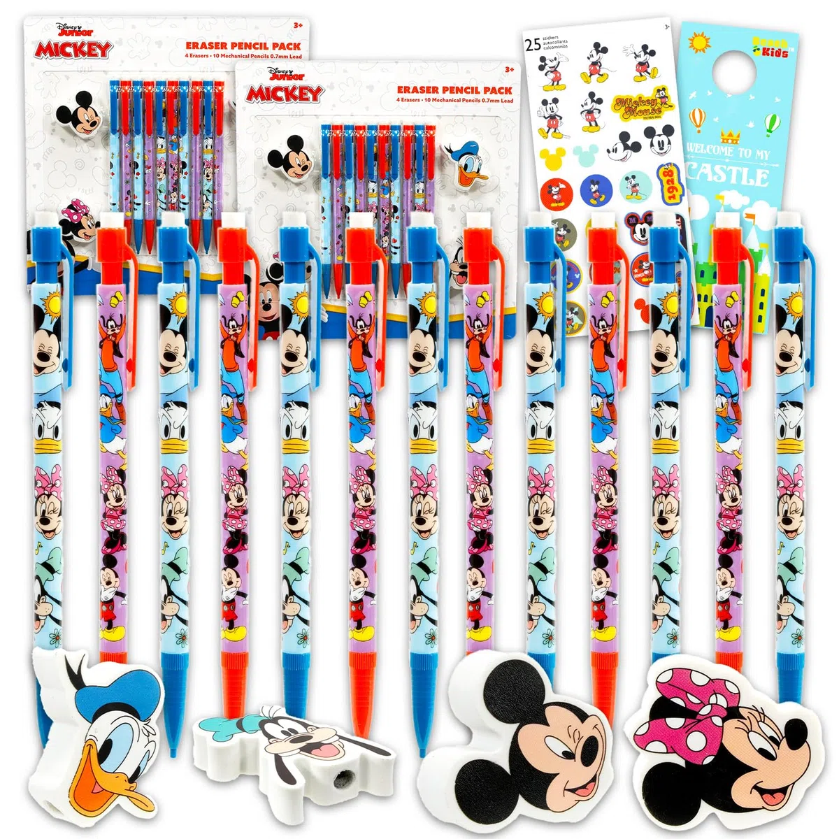 Topolino e Minnie Portamine e Gomme Bomboniere Bulk, 20 Matite e 8 Gomme per Sacchetti Goodie, Sacchetti, Premi in classe e molto altro | Disney Party Supplies Kids, Boys Girls