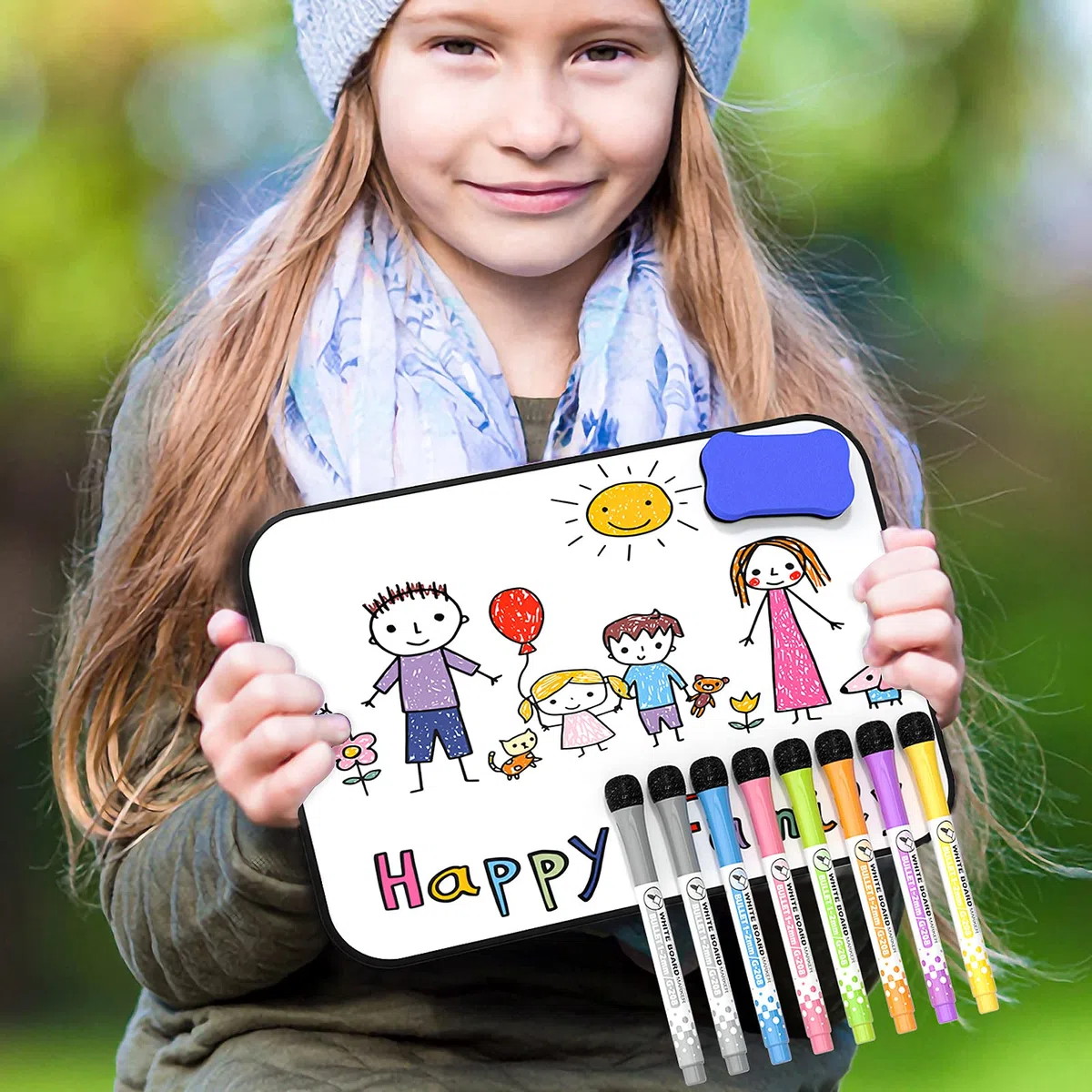 Nicpro A3 Magnetiche Lavagna Cancellabile, 30x 42 cm Piccola Spesso Lavagna Bianche Cornice Nero Con 8 Colorata Pennarello, 1 Gomma a Secco Per Disegno, Scuola, Casa, Ufficio - Doppia Faccia