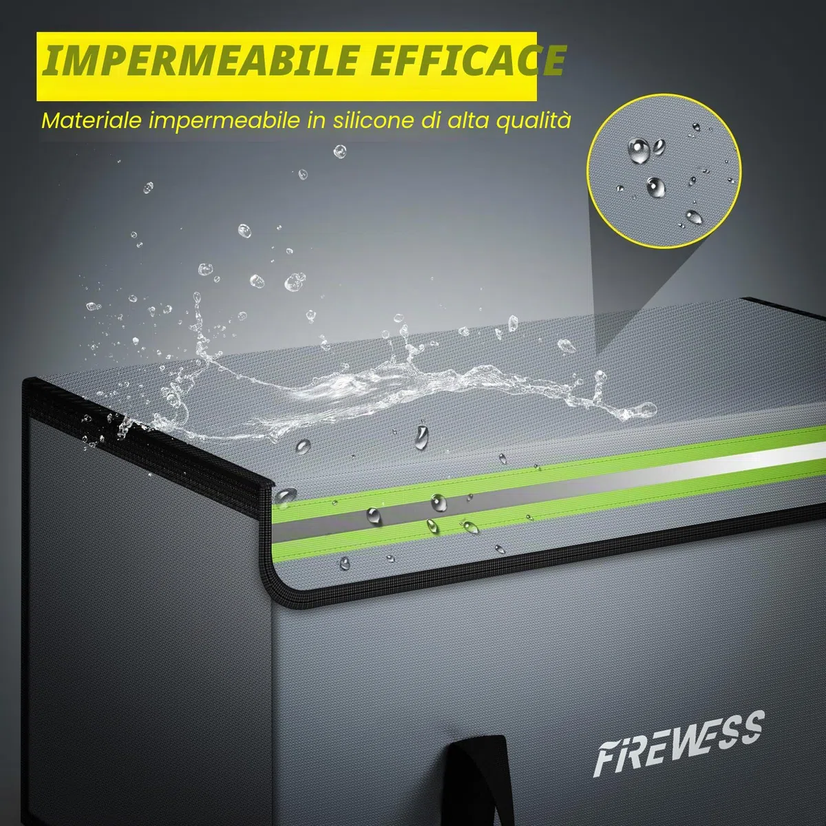 Lipo Safe Bag, Resistente al Fuoco Ignifuga, Impermeabile, 60 x 30 x 30 cm, Grande borsa a prova di fuoco Lipo per documenti in formato A4, banco passaporto, gioielli di valore