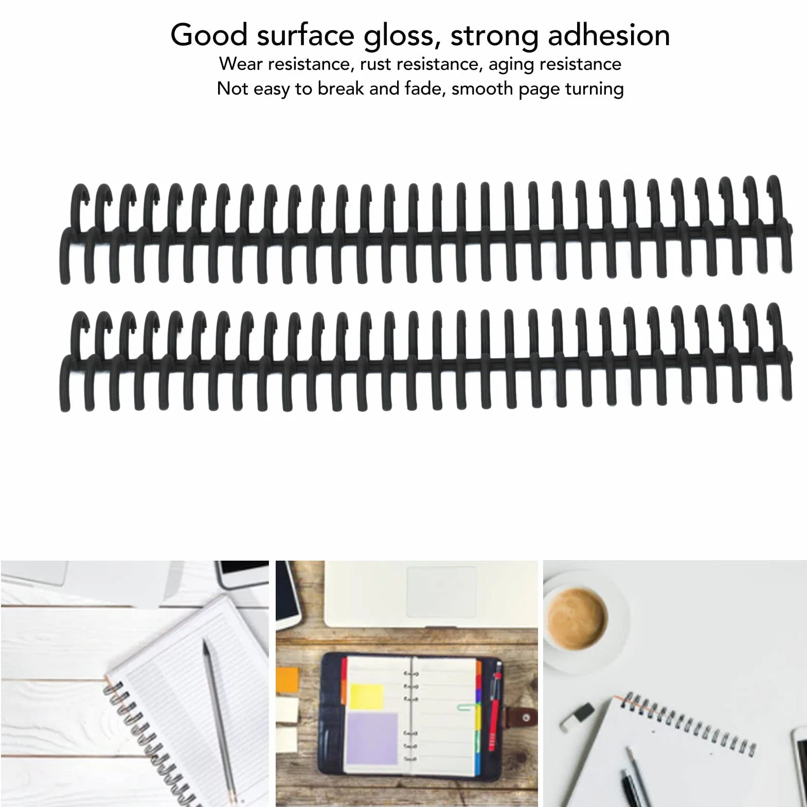 10 Pezzi Pettini di Rilegatura in Plastica, Diametro 22mm, 30 Fori, Rilegatura a Spirale, Raccoglitore di Libri per La Creazione di Album di Documenti, Quaderni e File (Black)