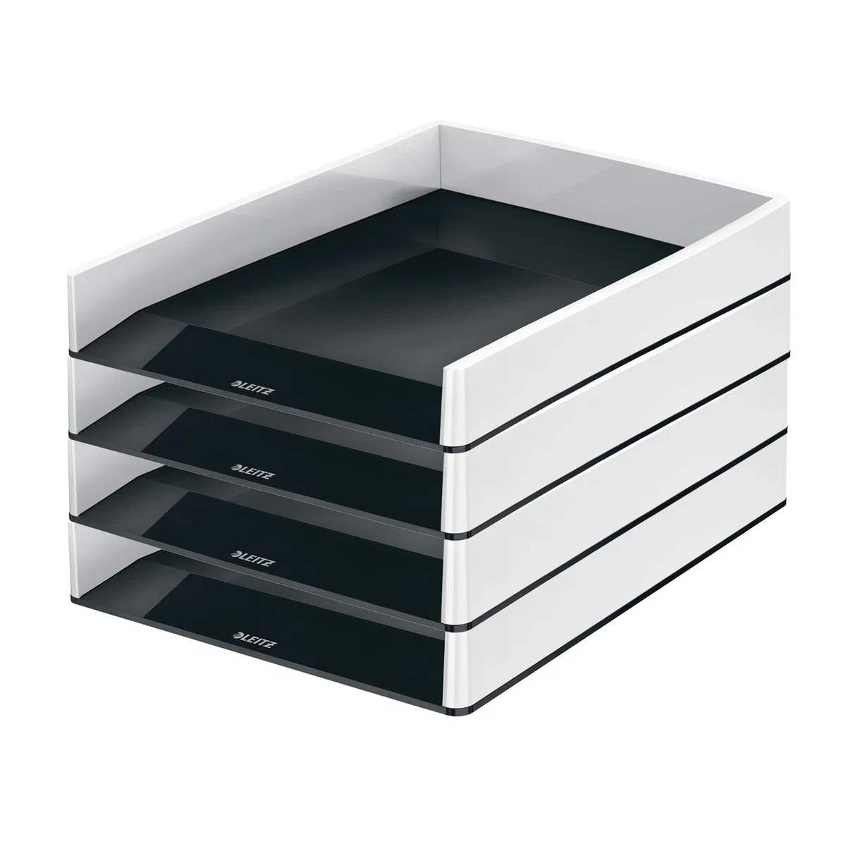 Leitz 53611095 - Vaschetta portacorrispondenza WOW Duo Colour, 4 pezzi, nero
