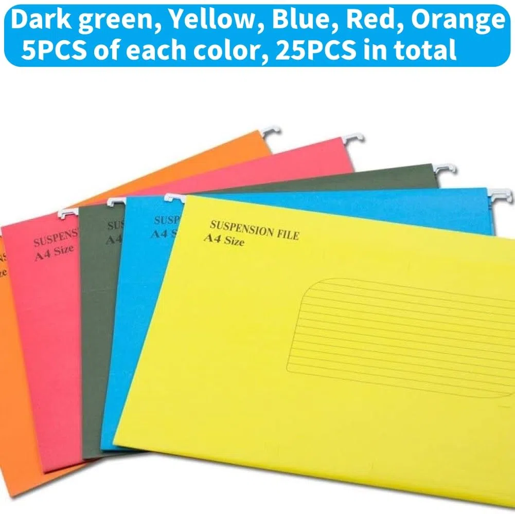 KAHEIGN 25 Pz File Di Sospensione A4, 5 Colori Cartella Pesante Parte Superiore E Inferiore Rinforzatecartelle Di File Sospese Per Schedari A4 Di Cancelleria Per Uffici Scolastici