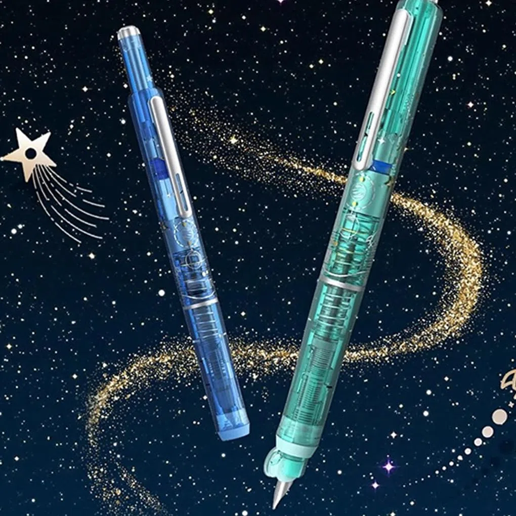Penna stilografica retrattile Writech Clictek Include 5 cartucce di inchiostro ricaricabili Penne stilografiche retrattili per la scrittura (Blu profondo, Blu cancellabile 1+5+20)