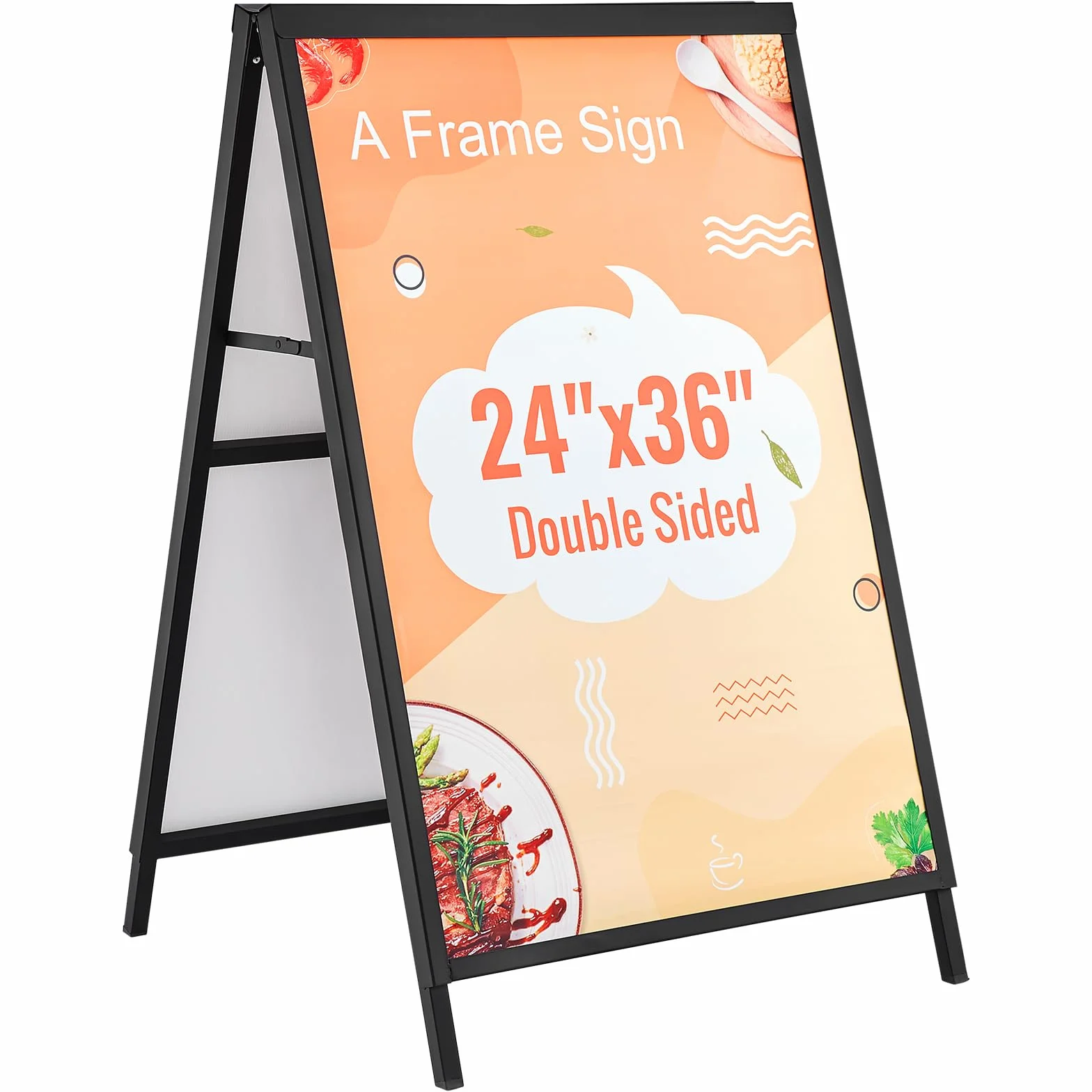 VEVOR Cavalletto per Poster da Marciapiedi Bifacciale 61 x 91cm Copertura in PVC Trasparente per Punti Vendita Fiere Eventi Feste Carnevale, Supporto Espositore Poster da Marciapiedi in Acciaio Q235