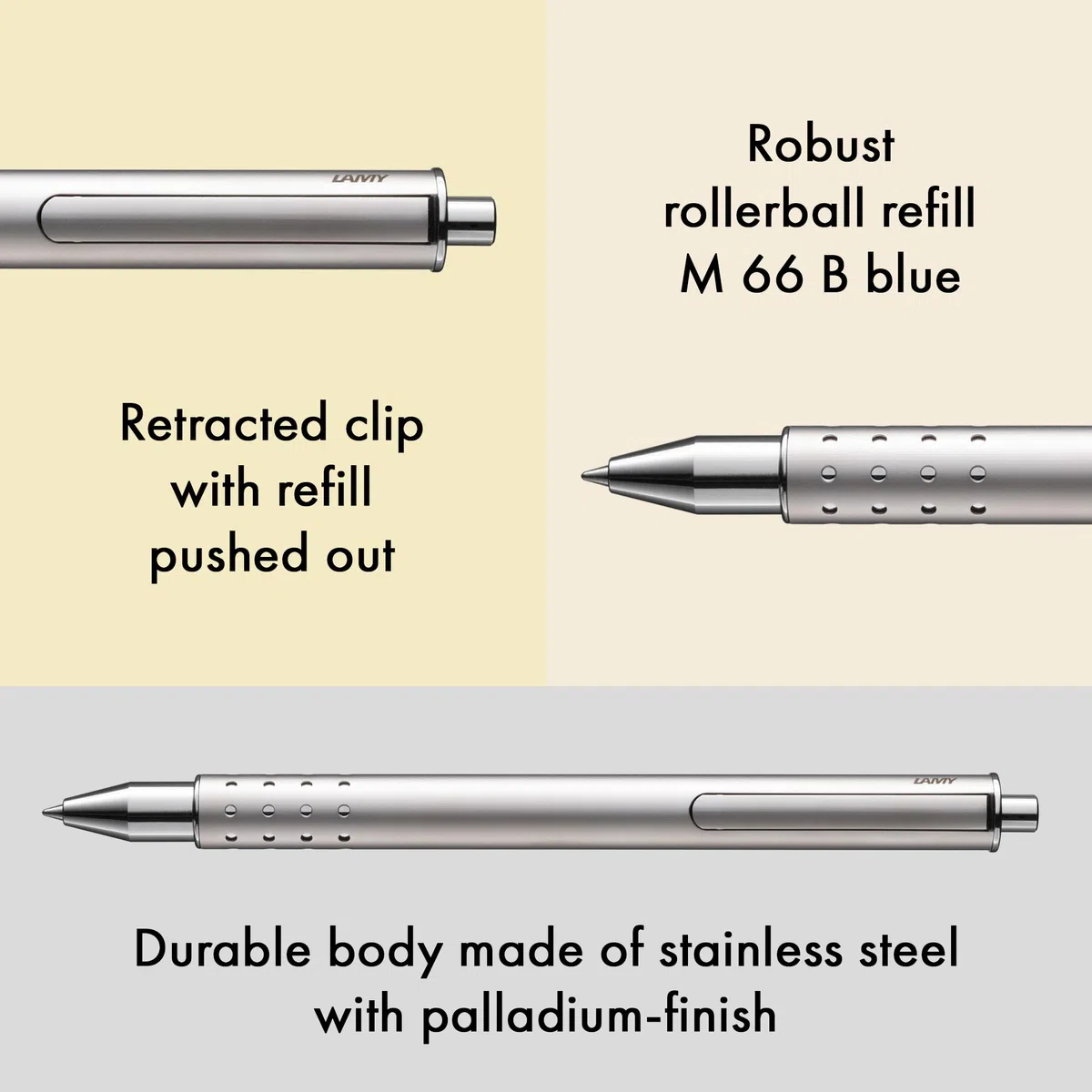 Lamy Set regalo roller swift Palladium - roller con sensazione di scrittura fluida - involucro in metallo con larghezza di tratto B - refill M 66 blue incl. e custodia in vera pelle