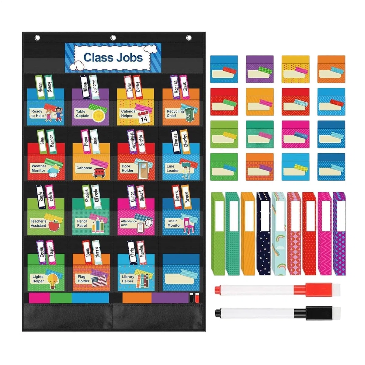 Incarichi di Classe | Organizer Didattico e Colorato per Insegnanti - Organizer Tascabile per Piccoli Bambini,per Attività Quotidiane Casa Ufficio Studio