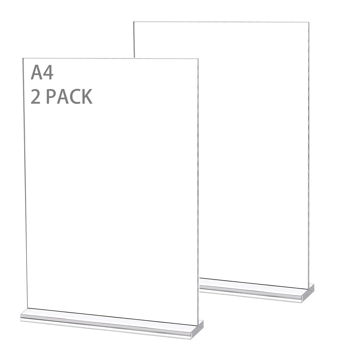 Confezione da 2 Porta Cartelli in Acrilico A4, Supporto Trasparente a Forma di L, Porta Avvisi da Tavolo, A4 Acrilico Poster da Banco Espositori Plexiglass per Ristorante, Negozio, Hotel, Ufficio