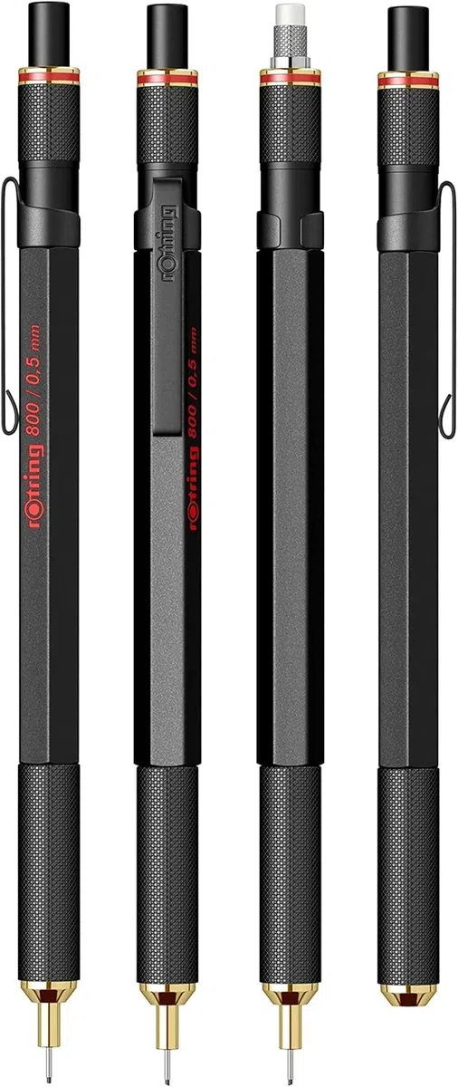 rOtring 800 Portamine, 0,5 mm, 1904447, Nero, con mine Tikky extra HB, 0,5 mm