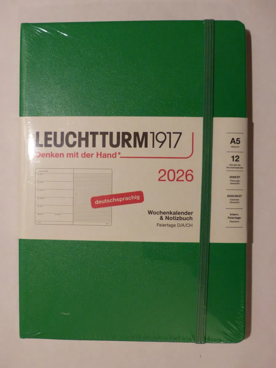LEUCHTTURM1917 372476 agenda e taccuino settimanale Medium (A5) 2026, 12 mesi, Spring Leaf, Tedesco