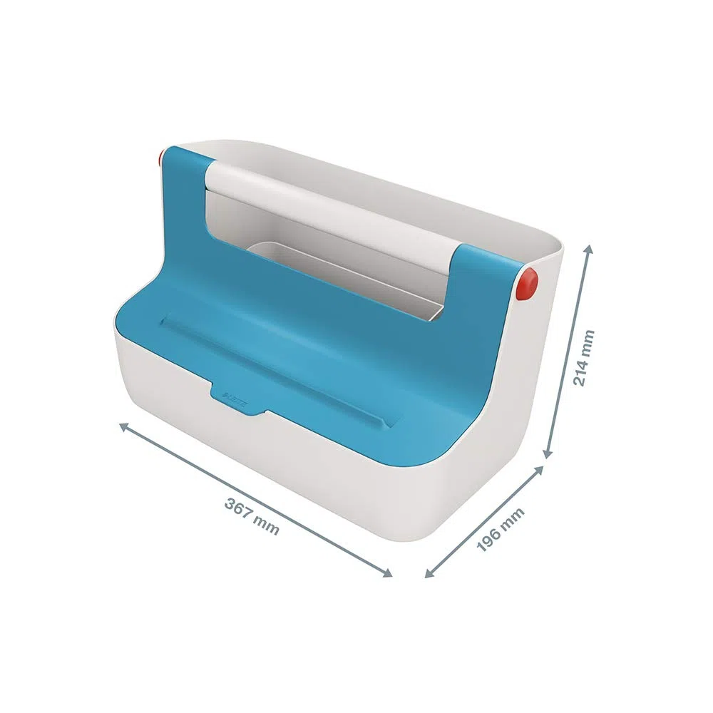 Leitz Cassetta portaoggetti con maniglia, Gamma Cosy, per la Casa, l'Ufficio o l'Hot Desking, con scomparti per l'organizzazione del contenuto, Blu Calmo, 61250061