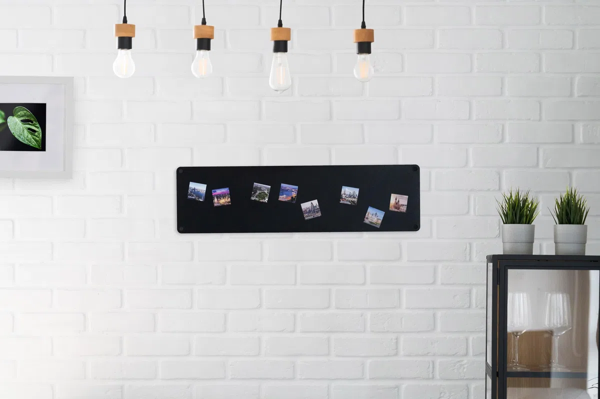 Lavagna Magnetica da Parete in Acciaio Nera 80x22 cm, White Memo-Board, Pannello Magnetico per Calamite, Lavagna da Cucina, Ufficio, Camera dei Bambini