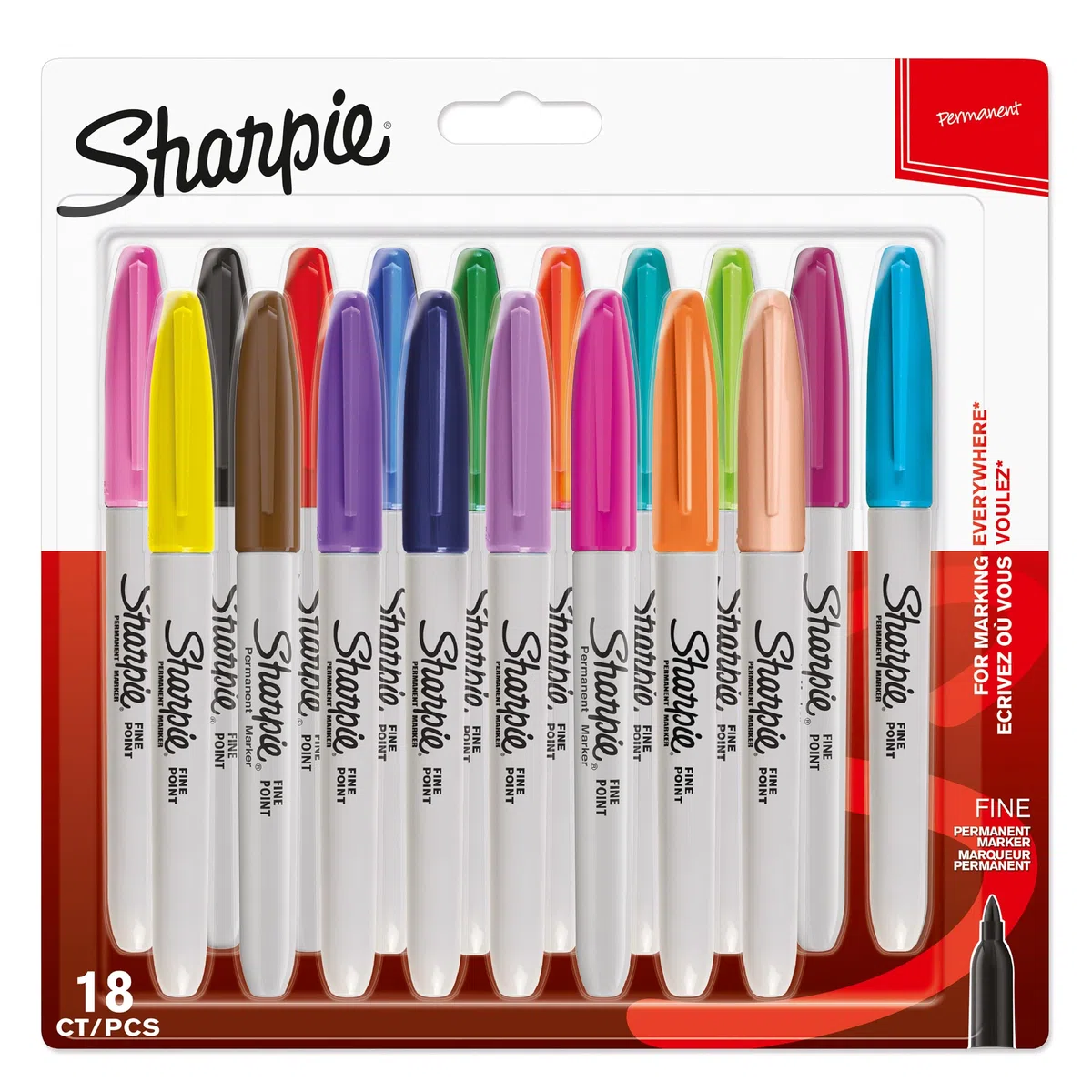 Sharpie Pennarelli indelebili | punta fine | divertenti colori assortiti | confezione da 18