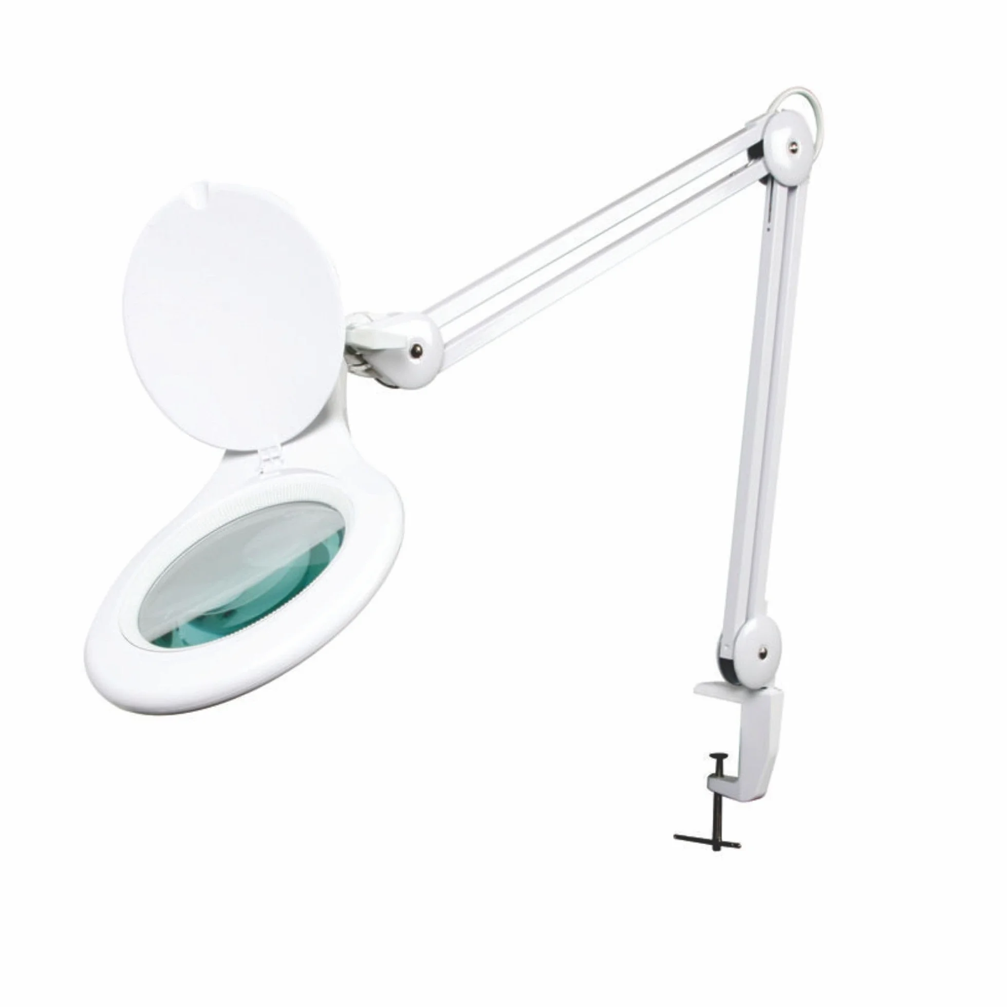 Velleman Lampada LED con lente e morsetto, lampada d'ingrandimento 4 W, 48 LED, ingrandimento 2,25x, lente 5 diottrie 120 mm, luce diurna 6400 K, per lettura, hobby, beauty e precisione