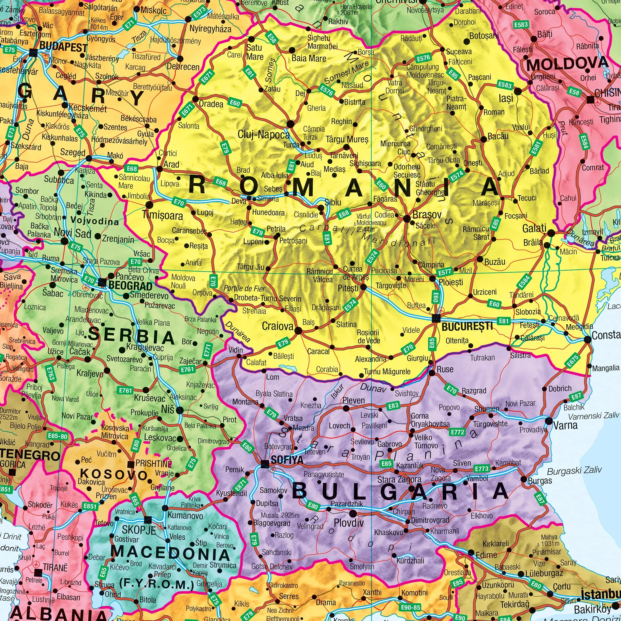 Cartina grande da parete dell’Europa (politica) Laminata 118.9 (l) x 84.1(a)cm
