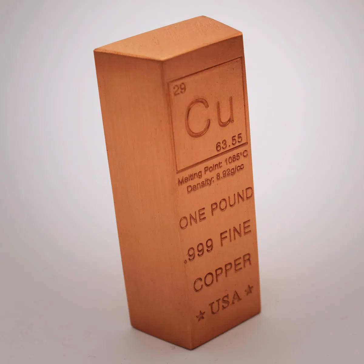 Fermacarte lingotto in rame da 0,5 kg – 999 Pure Chemistry Element Design con certificato di autenticità