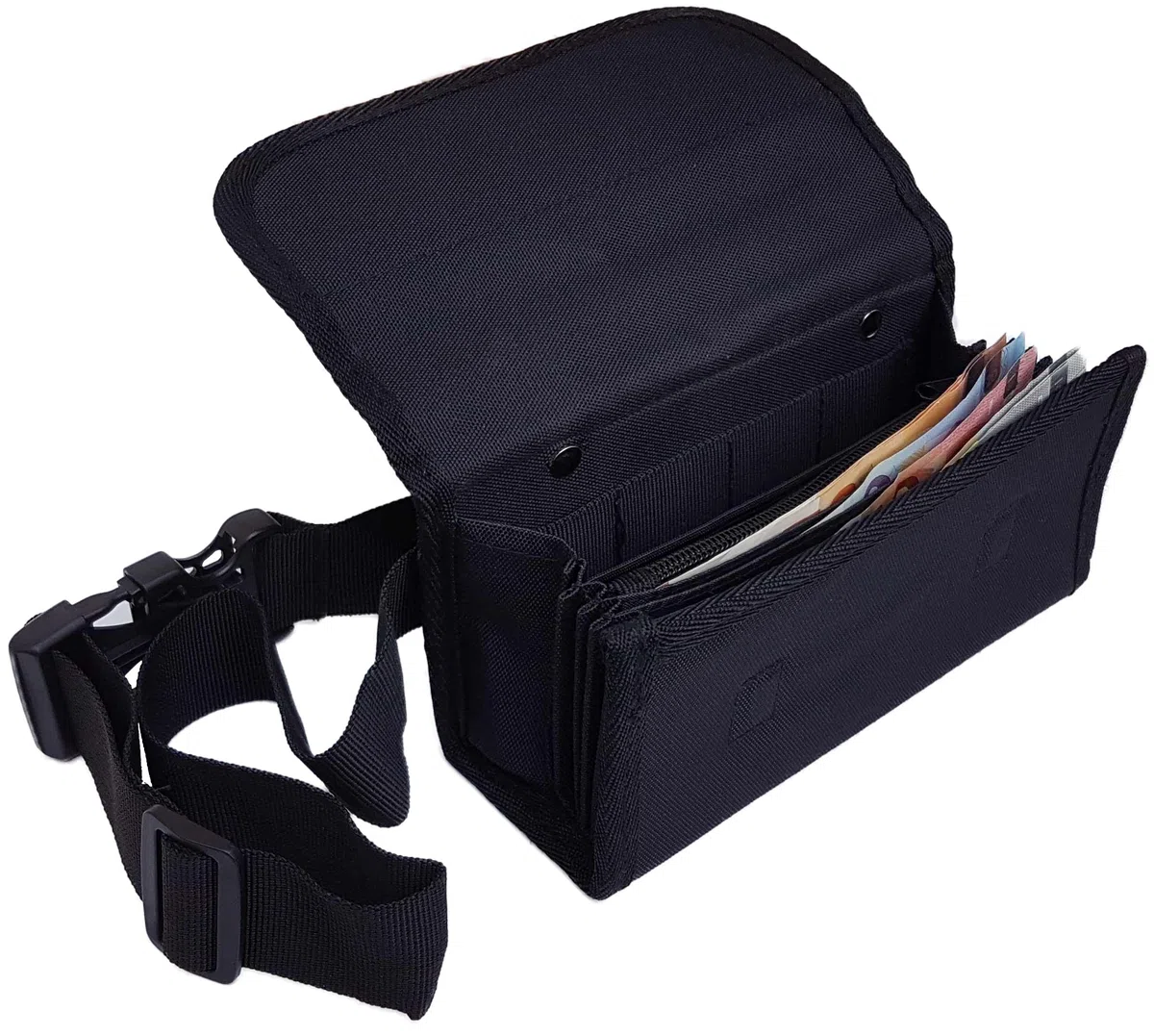 Marsupio Portafogli in Tessuto, Chiusura magnetica, Una Tasca munita di Chiusura lampo, Venduto senza Distributore Portamonete, Perfetto per Camerieri, Baristi, Bar, Ristorante