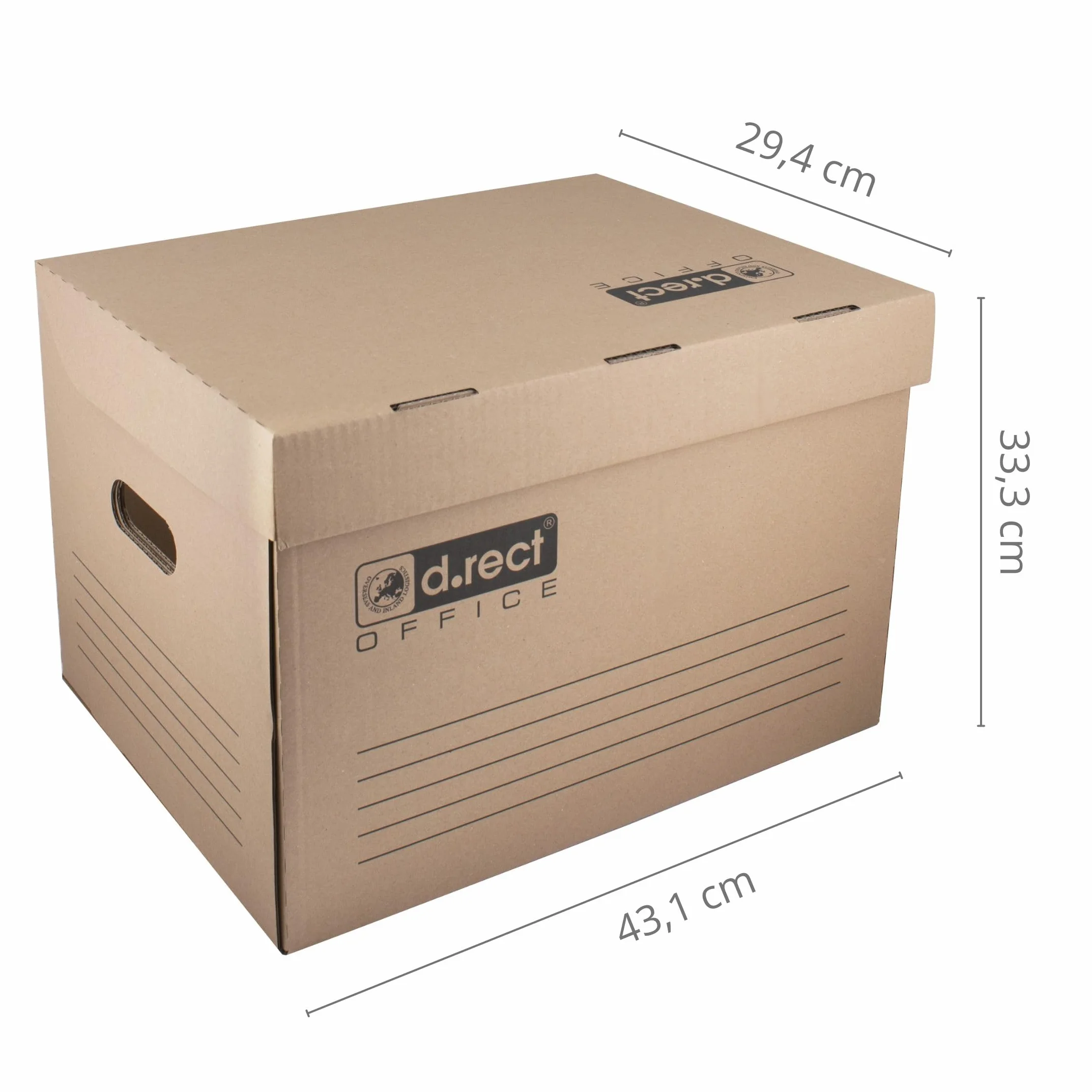 D.RECT 12 Pezzi Scatole Cartone Per Archivio 431 x 333 x 294 mm, Marrone