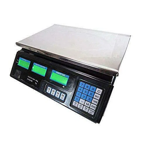 Bilancia Elettronica Professionale 40Kg da Banco con Display Digitale – Funzione Tara, 7 Memorie Prezzo – Doppia Alimentazione, Uso Fiere e Negozi - CW464