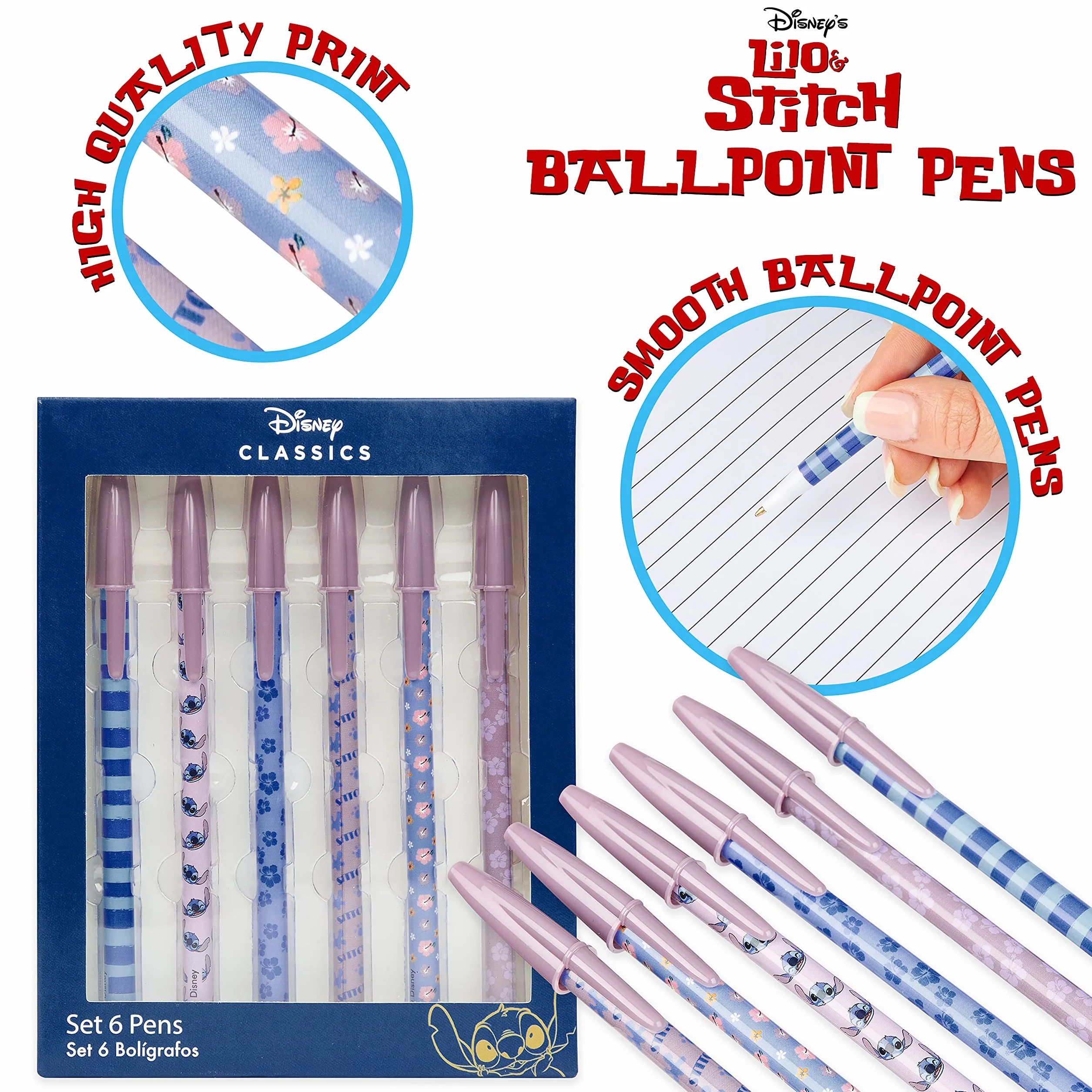 Disney Stitch Set Cancelleria Quaderno Appunti Astuccio Matite e Penna Sfera o Blocco Note Matite Colorate e Accessori Scuola (Blu)
