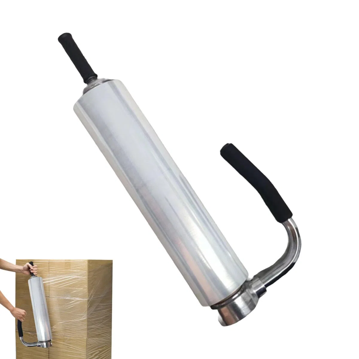 Dispenser per film estensibile, supporto per avvolgimento industriale, dispenser resistente regolabile con manico esteso per rotolo termoretraibile