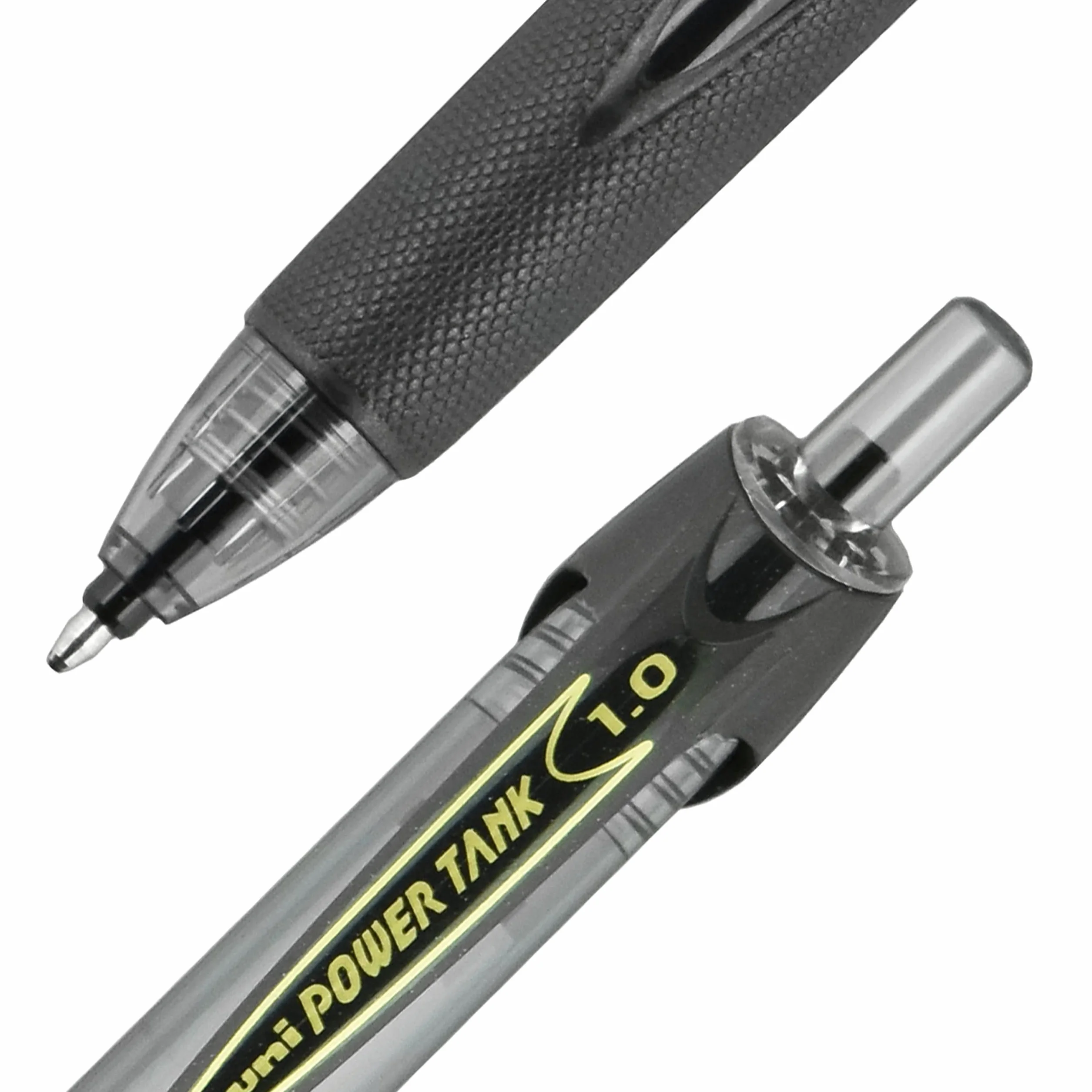 Uniball Power Tank Rt Penna a sfera retrattile, Bold 1 mm, inchiostro nero, fumè/nero