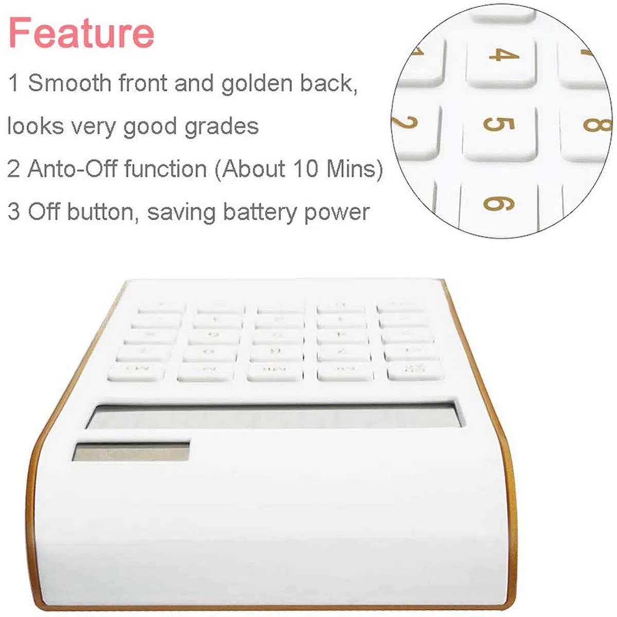 Calcolatrice Solare da Tavolo, 10 Cifre con Ampio Display LCD e Pulsanti Sensibili per Ufficio e Domestico (Bianco)