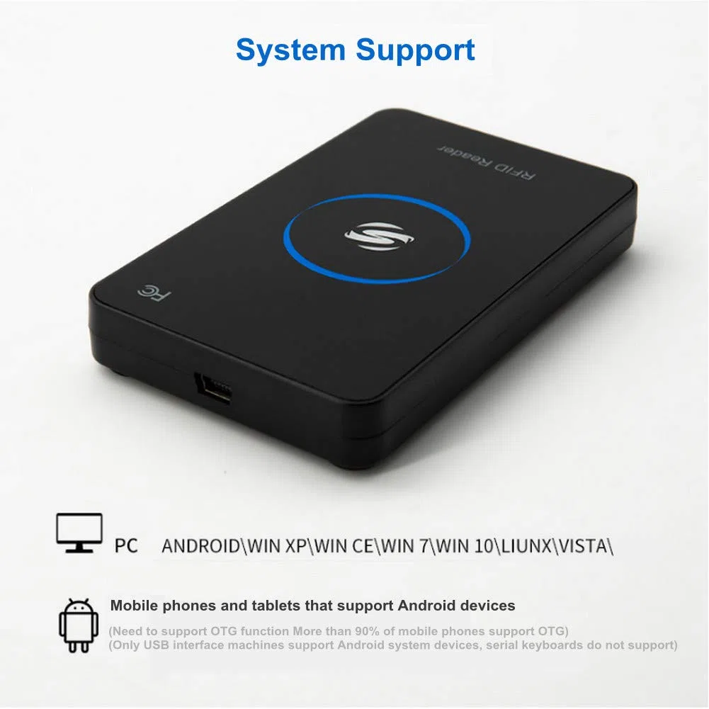 Zunate Lettore di Smart Card USB, Lettore di schede RFID HF - Smart Reader Senza - Lettore di schede IC, XP 7 Linux Android supportato, R80C, Nero