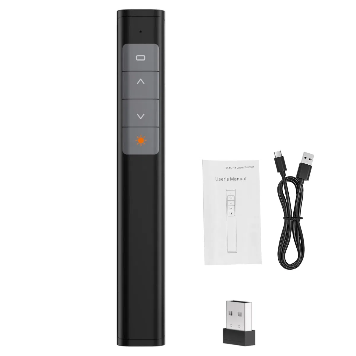 Domary Telecomando Wireless per Presentazioni PowerPoint, Plug and Play, Puntatore a Raggio Rosso a 2,4 GHz, Raggio di Controllo di 30 M, Ricaricabile per PC e laptop.