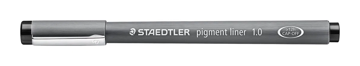 STAEDTLER penne Pigment Liner, inchiostro nero, punta in metallo, larghezza tratto 1.0 mm, ideali per disegno tecnico, confezione da 10, 308 10-9