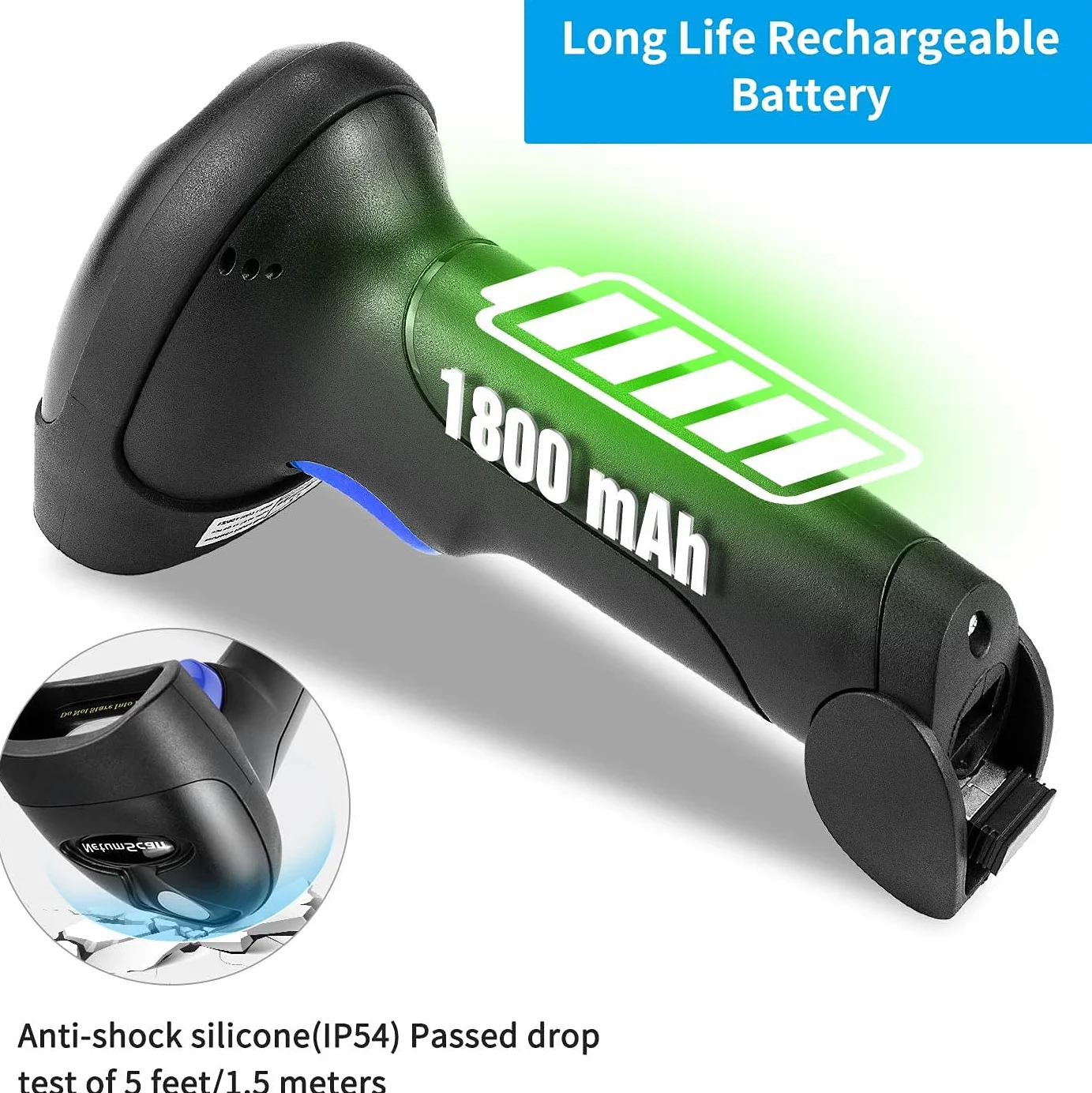 NetumScan Lettore Codici a Barre - Barcode Scanner Wireless Senza Fili 2.4Ghz USB 1D, Compatibile con PC, Legge Codici Riviste Giornali, Supporto Incluso NSL6S